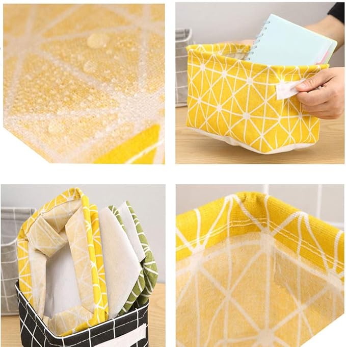 Mini Storage Basket（Pack of 5）- Blend Storage Bins for Makeup, Book, Baby Toy,8x6x5.5 inch Home Decor Canvas Organizers Bag 8x6.3x5.1 inch