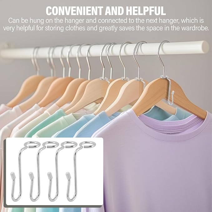 50pcs Hanger Connector Hooks, Clothes Hanger Organizer Space Saving Hanger Extender Hooks, Stacking Hanger Hooks Connection Hook, Closet Organizers and Storage Utility Hooks