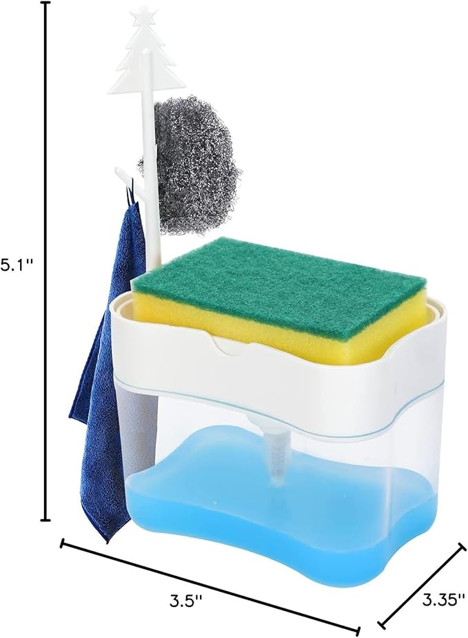 New 2026 Version Premium Quality Dish Soap Dispenser - Countertop Kitchen Soap Dispenser, Sink Dish Washing Soap Dispenser 13 Ounces (Sponge Included)