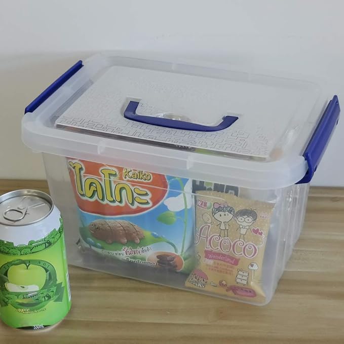 EudokkyNA Clear Storage Box with Lid, 6 Liter Small Plastic Box Bins Set of 6