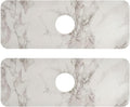 Kitchen Sink Splash Guard 2 PCS 14.7 Inch Sink Faucet Mat Splash Guard for Bathroom Countertop Water Absorbent Foldable Cuttable Soft Washable Marble White
