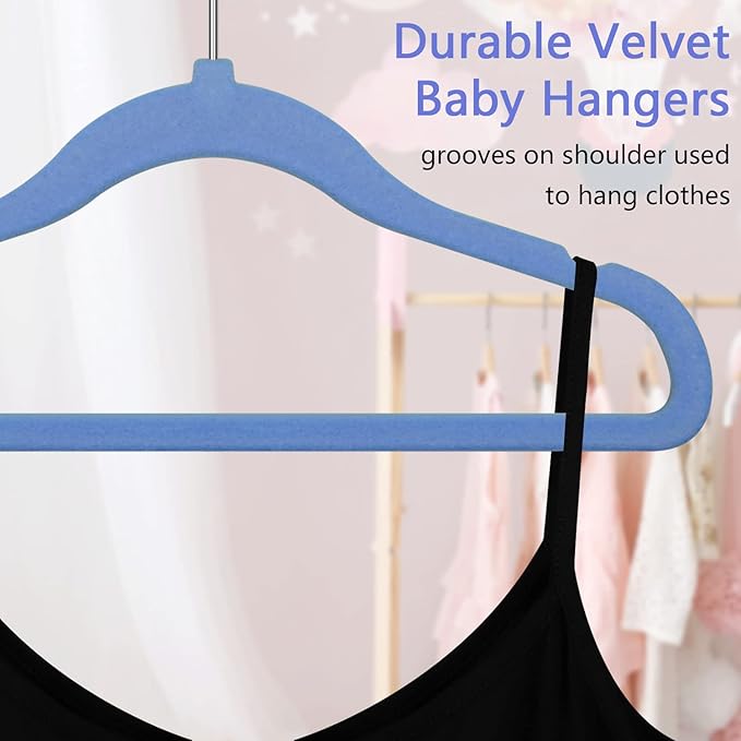 GoodtoU Velvet Baby Hangers Kids Hangers for Closet Infant Childrens Hanger Kids Clothes Hanger - Blue