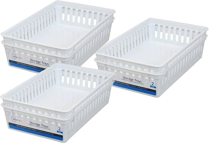 Basic White Storage Trays (6, Rectangle) by Mainstay