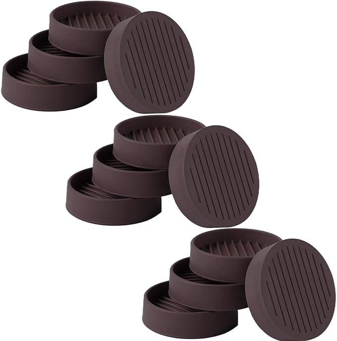 2x2 Round Rubber Furniture Caster Cups, Anti-Sliding Furniture Pads Bed Stopper Floor Protectors with Grip - Protect Any Flooring