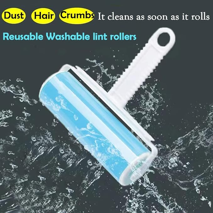 MUEDRT Travel Lint Roller 3 Pack, Washable Lint Roller Reusable Compact Pet Hair Remover Cleaner with Cover for Clothes, Pet Hairs, Include Large/Medium/Small Size