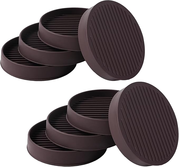 3x3 Round Rubber Furniture Caster Cups, Anti-Sliding Furniture Pads Bed Stopper Floor Protectors with Grip - Protect Any Flooring