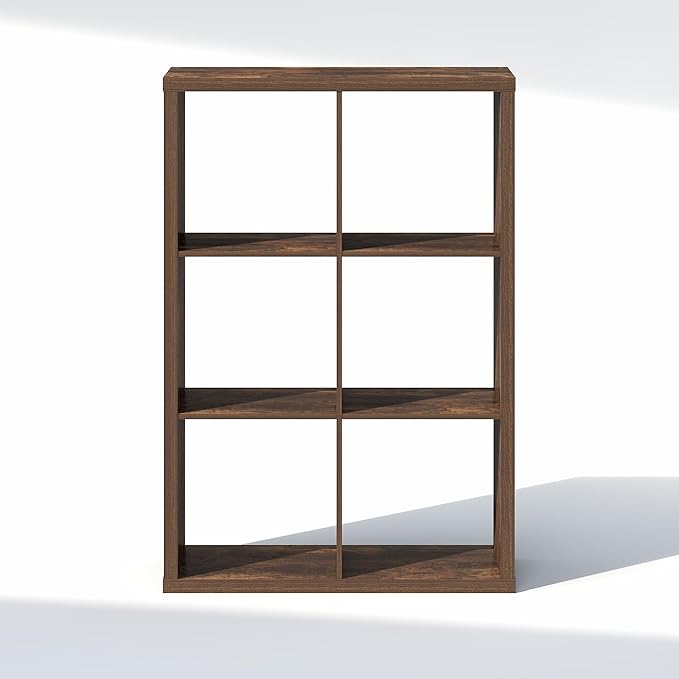 Furinno Cubic Closet Organizers and Storage, 6-Cube Closet Organizer, Open Shelf Closet Storage, Extra Thick Frame for Wardrobe, Bedroom, Living Room, Amber Pine