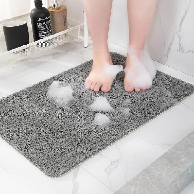 Hargiis Non-Slip Bathtub Mat, 2 Pack Anti Slip Shower Mat, Fast Drying Bathtub Mats, Foot Scrubber Mat, Anti Slip Mat for Tub, Floor, Bathroom, Kitchen, Home, Hotel (Grey 24"×16"+24"×16")