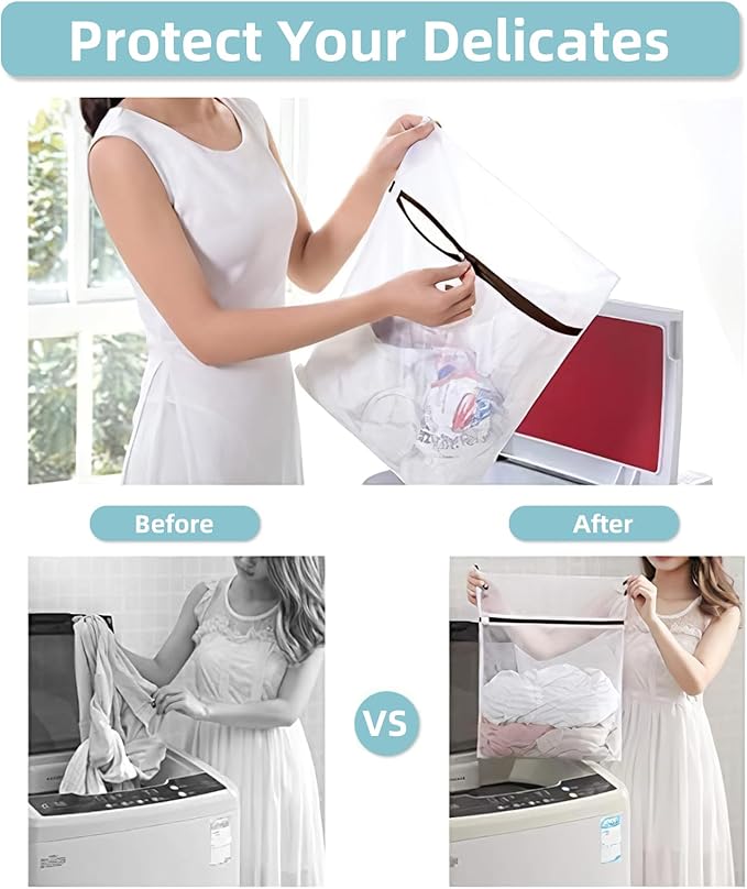 GOGOODA Mesh Laundry Bags for Delicates Durable Protective Wash Bags Travel Storage Bags for Intimates Lingerie, 3PCS (S,M,L)