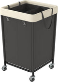 WOWLIVE 160L Rolling Laundry Hamper with Wheels, Heavy Duty Laundry Basket, Large Laundry Cart with Steel Frame and Removable Bag, Dirty Clothes Hamper for Home, Closet, Dorm, Bathroom, Black