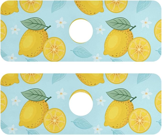 Kitchen Sink Splash Guard Sink Faucet Mat Faucet Handle Drip Catcher Drain Mats for Kitchen Bathroom Countertop Absorbent Dish Drying Mat Pad16 2pack 14.7x5.4Inch Lemon Blue