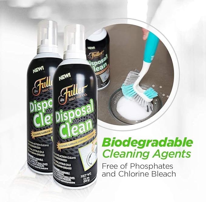Fuller Brush Garbage Disposal Cleaner– 12 oz Bottle – Foaming Citrus Degreaser for Kitchen Sink Odor Removal and Drain Cleaning – Citrus Scent (Pack of 6)
