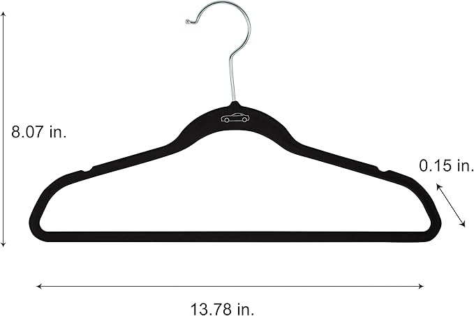 Simplify 100 Pack Kids Velvet Hangers | Slim | Non-Slip Design | Space Saving | Childrens Clothes | Shirts | Pants | Dresses | Baby Nursery | Closet Storage & Organization | Black