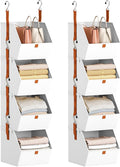 Hanging Closet Organizer 4 Tier - Clothes Hanging Shelves, Space-Saving Closet System, Fabric Storage Bins Bedroom Organization, Collapsible Baskets for Home, Dorm, Rv, White, 8 Pack
