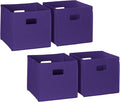 RiverRidge Folding Storage Bins with Handles Dark Purple Cube Storage Organizer for Closet, Bedroom & Playroom - Closet Organizers and Storage Set of 4