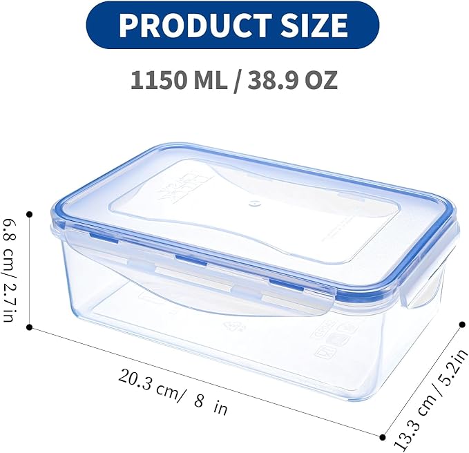 KIGI 6 PACK 38.9Oz Reusable Meal Prep Containers with Lids, Airtight Food Storage Containers Set, Leak-proof To Go boxes for Food, Microwave & Freezer & Dishwasher Safe
