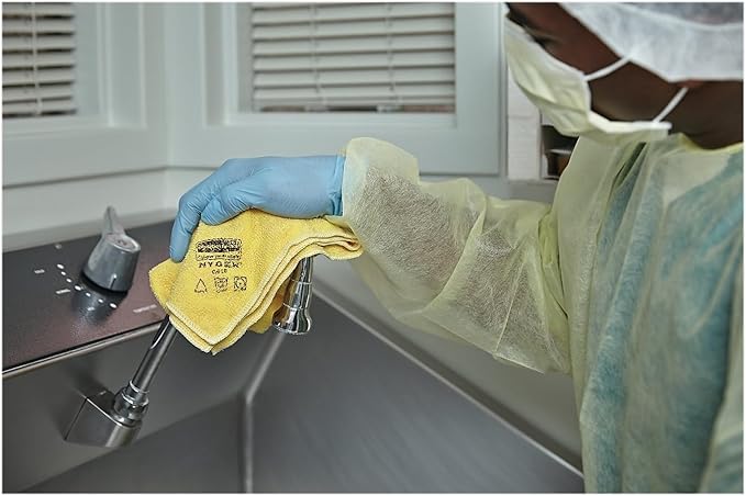Rubbermaid Commercial Products HYGEN Microfiber Cleaning Cloth, 16-Inch, Yellow, Pack of 12, Multi-Purpose Rag/Towel for Janitorial/Professional Heavy-Duty Cleaning/Scrubbing