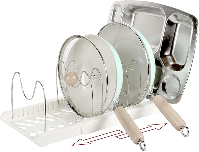 Cooking Sheet Organizer Pan Pot Organizer Lid Holder Baking Sheets Cutting Board Adjustable Storage Rack for Kitchen Cabinet