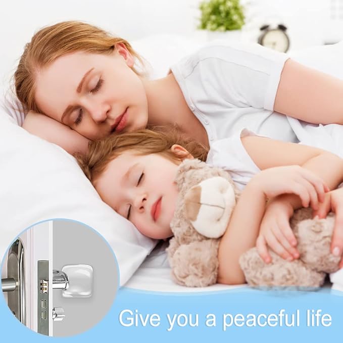 Door Knob Wall Shield, 6PCS Transparent Square Guard Door Stopper Wall Protector Silencer, Self Adhesive Door Handle Bumper (1.57" Small Square 6 PCS, Clear)