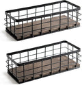 ROSE BLOOM Small Metal Wire Storage Basket, Decorative Wood Base Organizer Bins for Bathroom, Kitchen, Laundry Room, Pantry, Basket for Toilet Paper, Fruits, Spices (2 Pack)