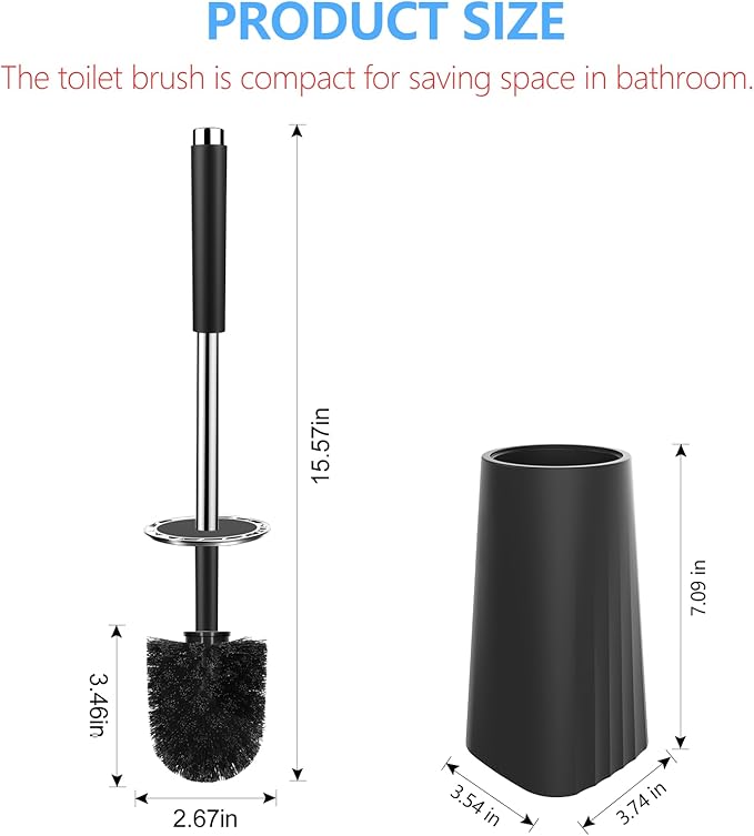 SetSail Toilet Brush, Compact Size Toilet Bowl Brush and Holder Toilet Brushes for Bathroom with Stainless Steel Handle Toilet Cleaner Brush with Durable Scrubbing Bristles, 4 Packs