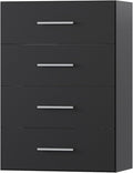 4 Drawer Short Tower Closet Unit, Modular Closet System, Wood Closet System Organizer with Storage for Walk In Closets, Clothing Rack Closet for Hanging Clothes, Bedroom, Black, 31.5"W