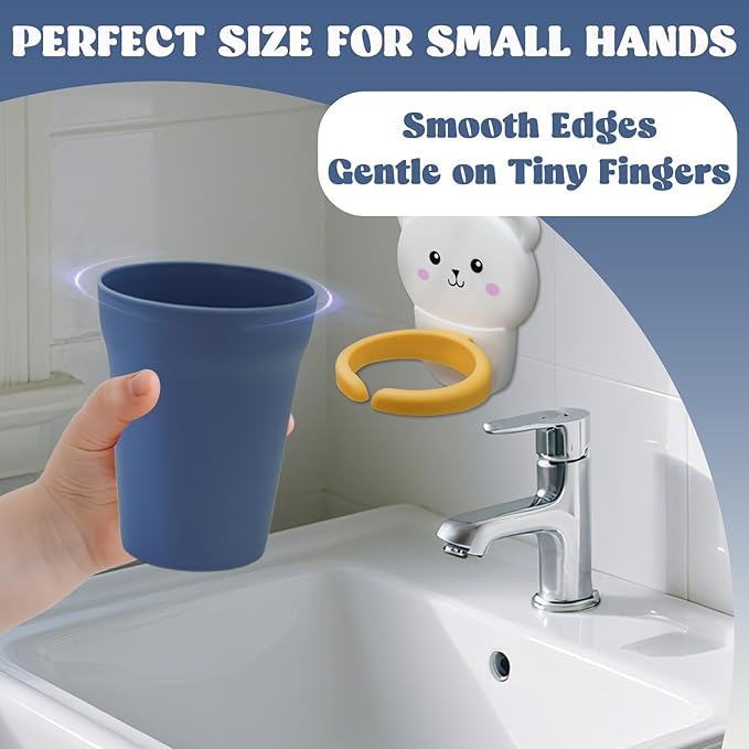 Cute Kids Toothbrush Holder with Cup & Toothpaste Wall Mounted, Adhesive Bathroom Organizer - Kids Bathroom Decor Accessories, Animal Toothbrush Holders for Kids - Polar Bear