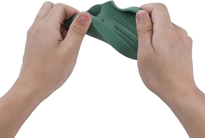 MicoYang Silicone Bathroom Soap Dishes with Drain Spout-Bathroom and Kitchen Sink Organizer,Sponge Holder,Dish Soap Tray,Perfect for Dispenser,Scrubber,Bottle,Cup on Sink or Counter-Green 4.9"×3.2"