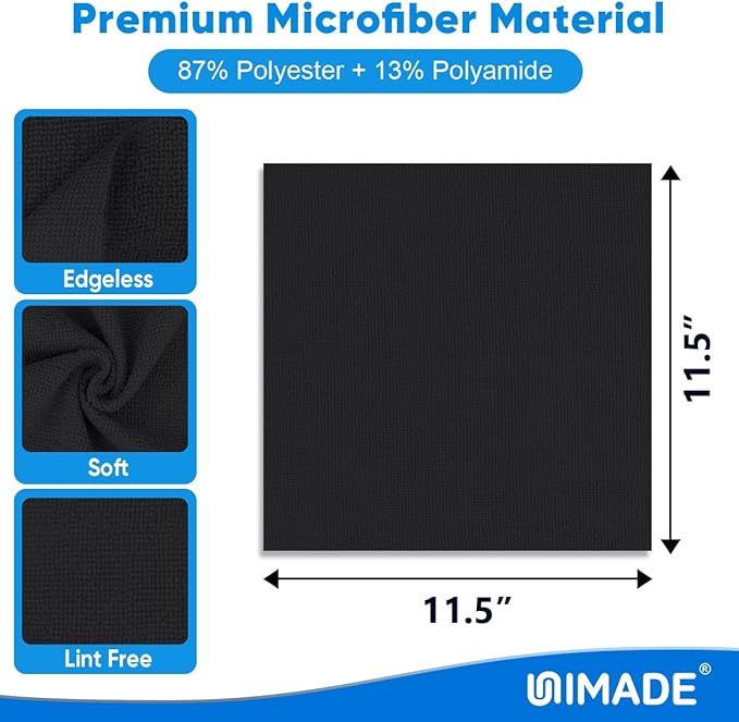 Microfiber Cleaning Cloth, 20 Pack Reusable Microfiber Towels for Cars Lint Free Cleaning Shop Towel Rags for Home Kitchen Automotive Bar Mechanic Restaurant Garage, 11.5"x 11.5", Black