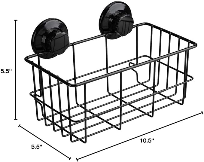 SANNO Suction Cup Shower Caddy Adhesive Deep Bathroom Basket Bath Organizer Kitchen Storage Basket for Gel Holder Bathroom Storage Shampoo, Conditioner,Stainless Steel