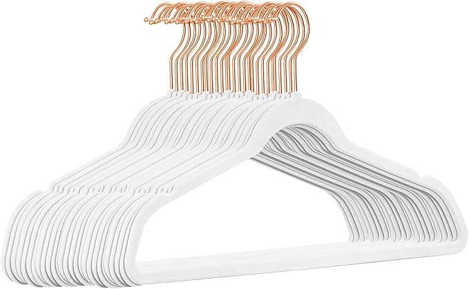 TIMMY Hangers Non-Slip Velvet Hangers - Suit Hangers (50-Pack) Ultra Thin Space Saving Coat Hanger and Heavy Duty Clothes Hangers Hold Up-to 10 Lb-White Velvet Hangers