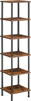 HOOBRO 6-Tier Corner Shelf, Corner Square Rack Display Shelf, Tall Storage Rack Plant Stand, Bookcase for Small Spaces, Living Room, Home Office, Kitchen, Rustic Brown and Black BF55CJ01