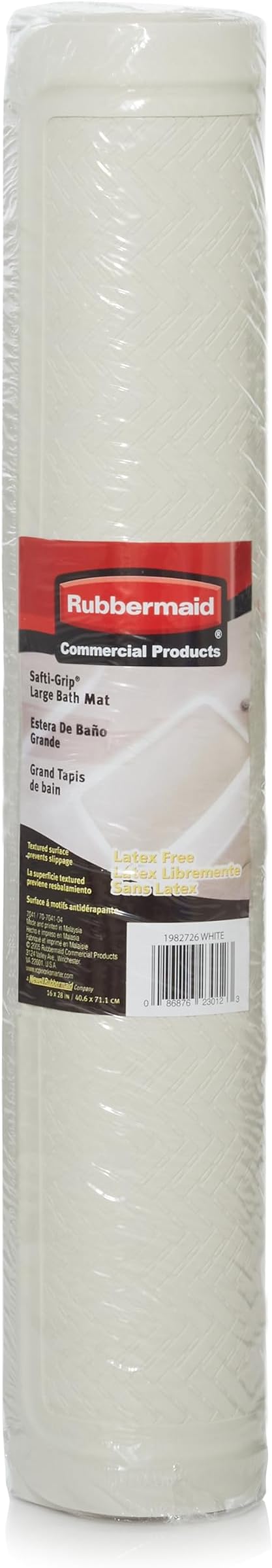 Rubbermaid Commercial Products Safti-Grip Bath Mat, Large, White, Suction-Backed, for Commercial/Residential Use for Home/Hotel/Shower/Bathtub