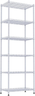 REGILLER 6 Wire Shelving Steel Storage Rack Adjustable Unit Shelves for Laundry Bathroom Kitchen Pantry Closet(Silver,11.7" D x 21.4" W x 63" H)