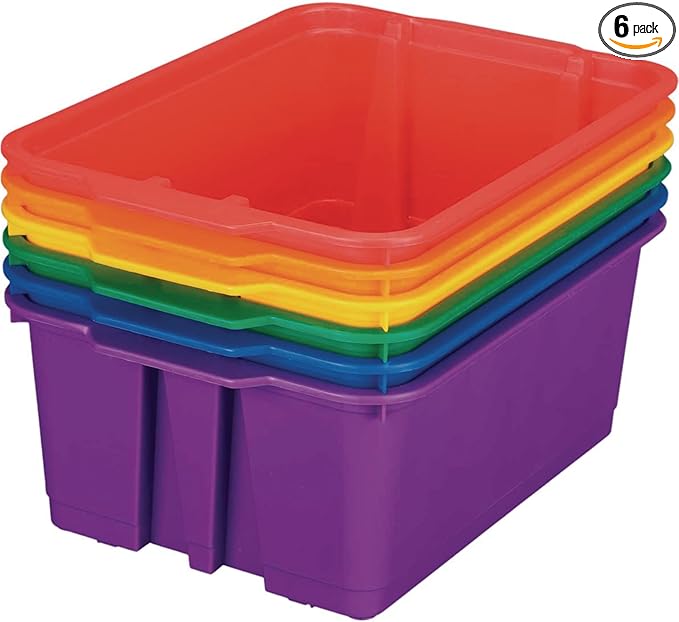 Really Good Stuff - Classroom Stacking Bins - Set of 6-14"L x 10"W x 5.75"H
