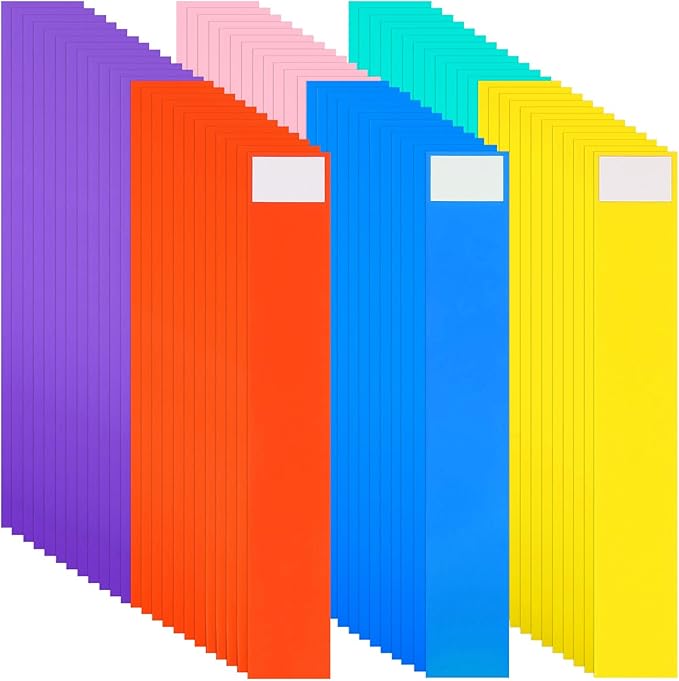 Chinco 72-Piece Library Dividers with Stickers, Assorted Colored Plastic Book Shelf Markers