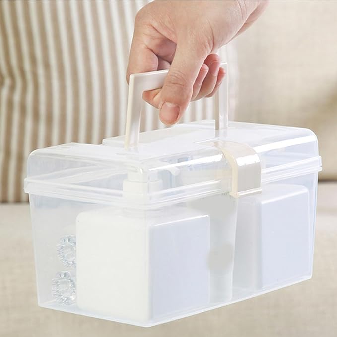 BOENLU Transparent Storage Box, Clear Plastic Container with Handle and Latches for Home and Office Organization