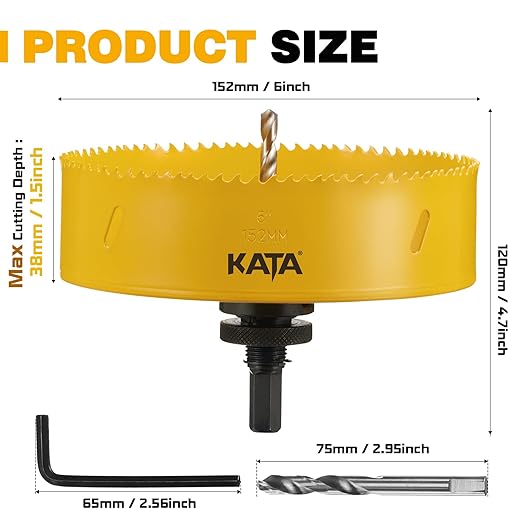 KATA Hole Saw for Recessed Lights: 6 Inch Hole Saw for Recessed Lighting with Dust Bowl - 6 in Hole Drill Cutter with Silicone Dust Catcher Tool for Drywall on Ceiling - Installing LED Can Light Home