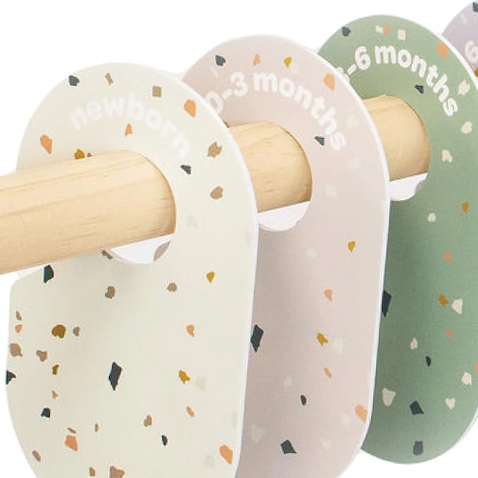 3 Sprouts Baby Closet Dividers Set of 8 - Toddler Clothes Organizer Hanger, Double-Sided Size Labels - Nursery Organization for Newborn Clothing, Infant, Boy & Girl - Terrazzo