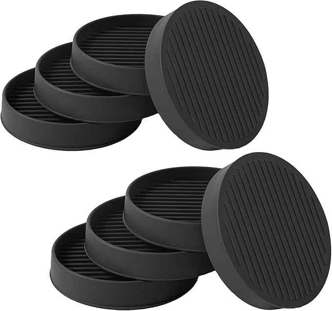 3x3 Round Rubber Furniture Caster Cups, Anti-Sliding Furniture Pads Bed Stopper Floor Protectors with Grip - Protect Any Flooring