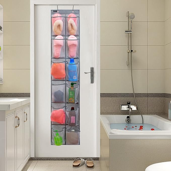 ANZORG Behind Door Hanging Kids Shoes Organizer Closet Shoe Organizer Shoe Rack with 12 Mesh Pockets (12 Pockets)