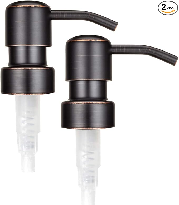 Oil Rubbed Bronze Modern Metal Soap and Lotion Replacement Pump - Two Pack