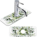 Sink Faucet Absorbing Mat, Spring ﻿Fresh Green Leaf Kitchen Faucet Mat, Sink Splash Guard, for Bathroom Kitchen Sink Splash Guard Drying Mat 15.4"x5.7"