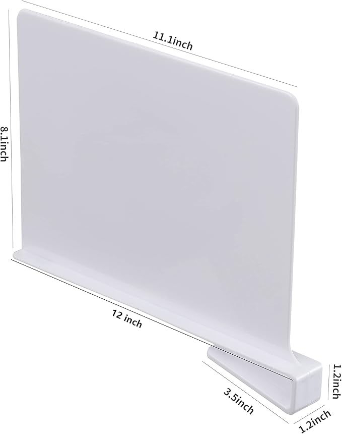 CY craft Acrylic Shelf Dividers for Closets,Wood Shelf Dividers, 4 PCS White Shelf Separators,Perfect for Clothes Organizer and Bedroom Kitchen Cabinets Shelf Storage and Organization