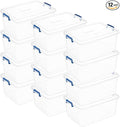Tribello Clear Storage Bins with Lids, 12-Pack Stackable Plastic Storage Containers for Home Organization – Totes for Closet and Underbed Storage, 21 Quarts