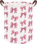 Bow laundry basket for girls,Nursery Hamper,Pink Laundry Hamper,Waterproof collapsible canvas laundry basket for girls,Pink Girls Laundry Basket,Living Room Decor(Bowknot)
