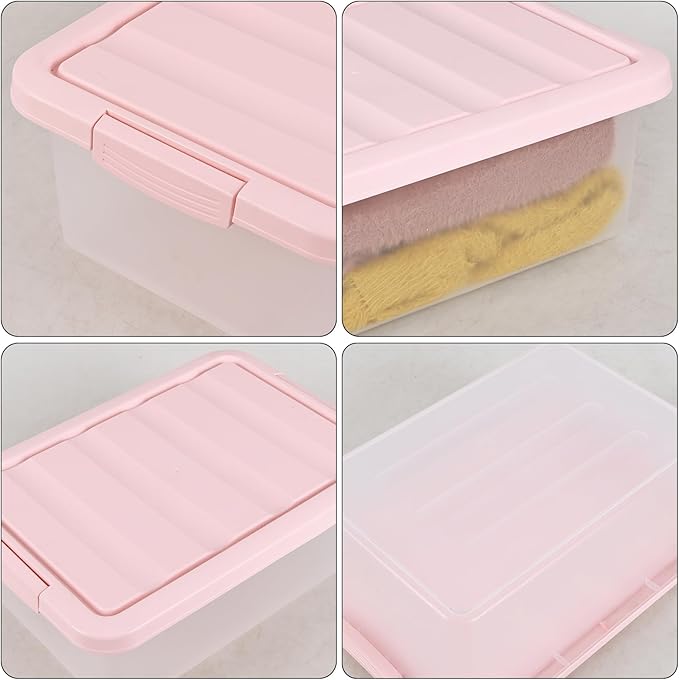 Kiddream 2 Packs 14 Quarts Latching Storage Boxes, Clear Plastic Container with Lids, Underbed Storage Bin Totes