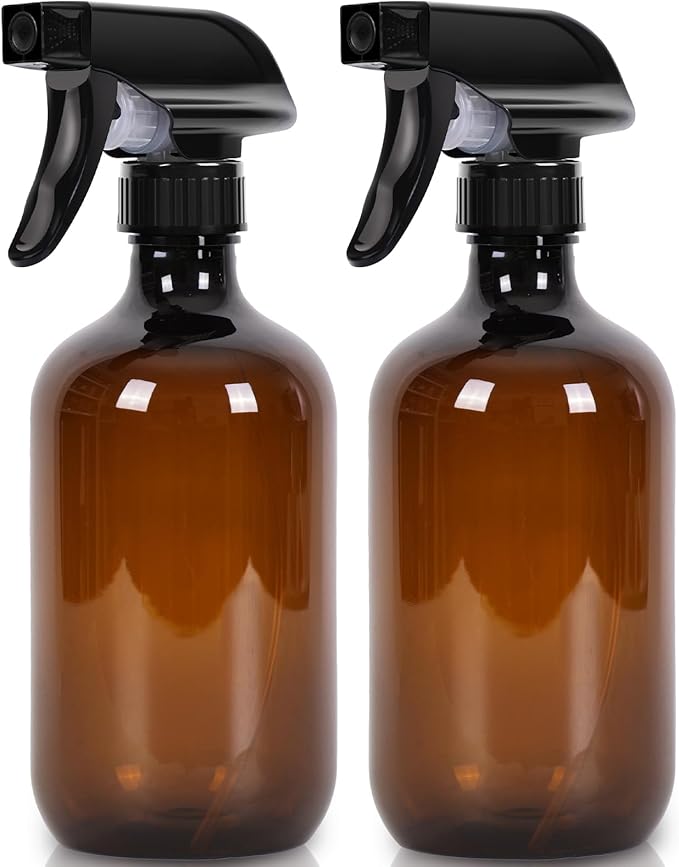 Cleaning Spray Bottles for Plants Misters for Inside, 2 Pack 16.9 oz Squirt, Water Spray Bottle Mist Sprayer, No Leak Hair Mister Empty with Adjustable Nozzle (Brown)