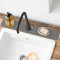 Meiliweser Stone Faucet Mat for Kitchen Sink, Quick Dry Diatomite Sink Splash Guard, Upgraded U-shaped Drying Sink Protectors, Non-Slip Stone Tray for Bathroom Counter (23.6" x 4", Dark Gray)
