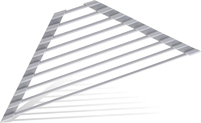 Mistifi Full Silicone-Coated Triangle Roll-Up Dish Drying Rack with Steel Core for Sink Corners – Multipurpose Over-The-Sink Kitchen Drainer & Space-Saving Organizer (Gray)